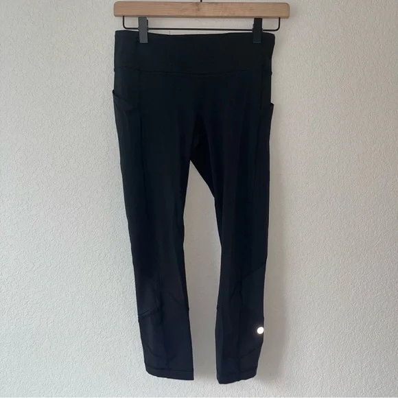 Lululemon Black Pace Rival Cropped Athletic Leggings 22” Size 4 - Picture 2 of 6